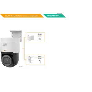 eneo INP-58M2812M0A Netzwerk Setup-PTZ Dome Kamera, 4x MVF, 3840x2160, Tag/Nacht, DWDR, AI, 2,8-12mm, Audio, IR, 12VDC, PoE, IP66
