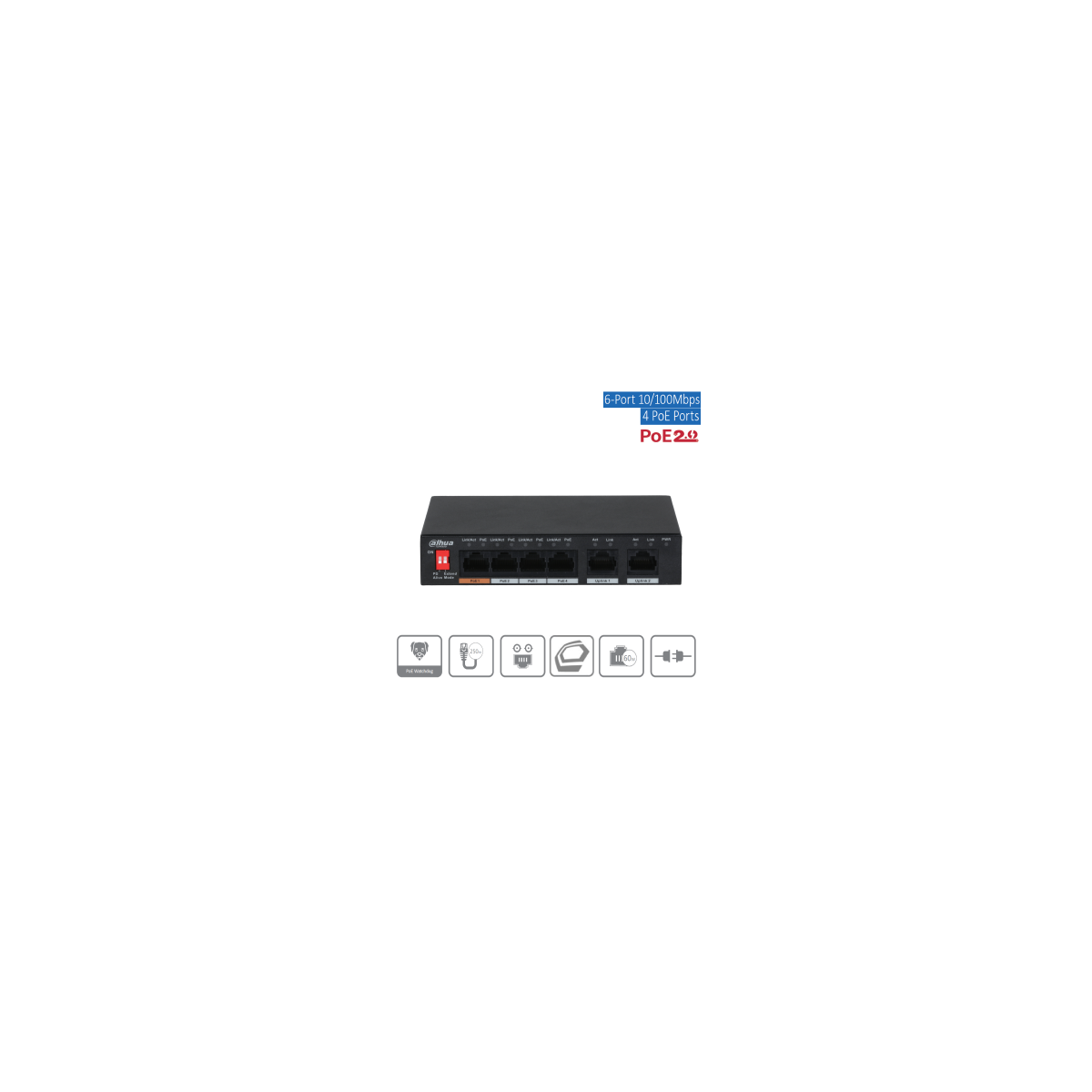 Dahua - PFS3006-4ET-60-V2 - Switch - 4 PoE