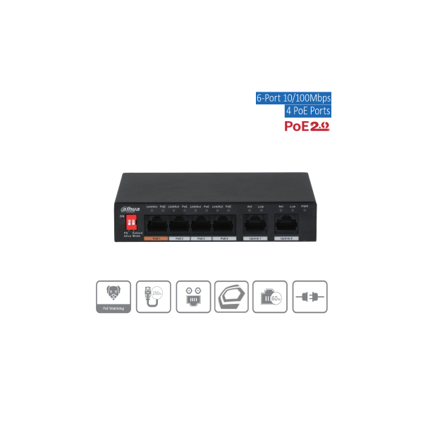 Dahua - PFS3006-4ET-60-V2 - Switch - 4 PoE
