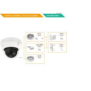 eneo INP-54M2812M0A Netzwerk Setup-PTZ Dome Kamera, 4x MVF, 2560x1440, Tag/Nacht, DWDR, AI, 2,8-12mm, Audio, IR, WL, 12VDC, PoE, IP66, IK10