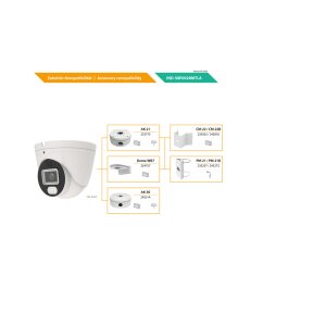 eneo IND-58F0028MTLA Netzwerk Dome Kamera Fix, Turret, Ultra Low Light, 3840x2160, Tag/Nacht, WDR, AI, 2,8mm, Weißlicht, 12VDC, PoE, IP67