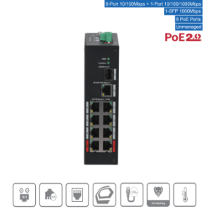 Dahua - PFS3110-8ET-96-V2 - Switch - 8 PoE - 1 SFP