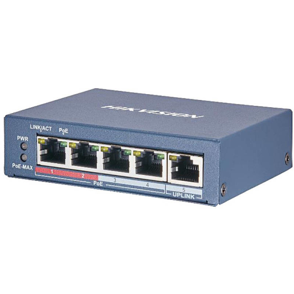 HIKVision DS-3E0105P-E(B) 4-Port PoE Switch, L2 un