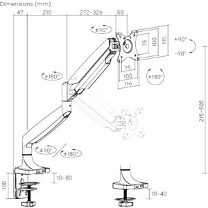 jetrics mount VM-UTM10 Monitor Tischhalterung "Universal Tischhalterung für LCD Monitore, bis max. 45"", VESA Tragfähigkeit max. 13Kg"