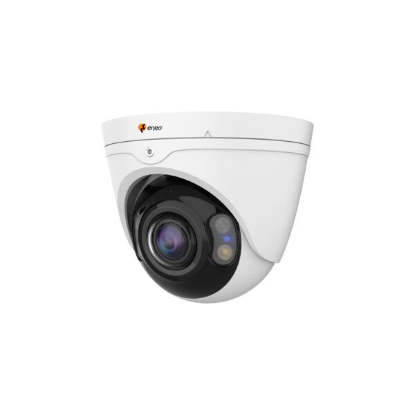 eneo IND-48F0002MTPA Netzwerk Dome Kamera Fix, Turret, Panorama 180°, 3840x2160, Tag/Nacht, WDR, AI, 2,0mm, IR, Weißlicht, 12VDC, PoE, IP67
