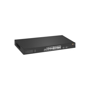 eneo NSMR-2016M0A Gigabit Switch Rack, Managed, 16x PoE, 2xSFP, max. 30W pro Port, internes Netzteil max. 250W