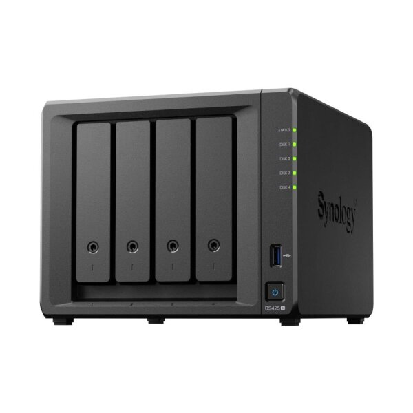 Synology DS425+ Network Attached Storage, 4-Bay, 2x M.2-Steckplätze, Hot-Swap, ohne HDD, 1x 2.5GbE-Port, 1x 1GbE-Port, 2x USB 3.2 Gen 1
