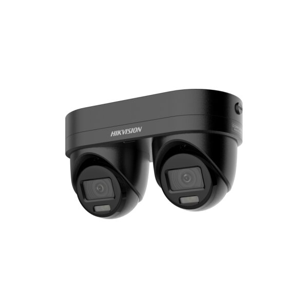 Hikvision DS-2CD2346G3D-IZ2UY/SL(2.8/4)O-STDBLACK Netzwerkkamera mit zwei Objektive, 4MP, fester Brennweite im Turret-Gehäuse, 2,8/4mm, IR, Alarm, Audio, IP67, Mic, schwarz
