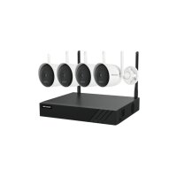 Hikvision DS-J142I(STD)/NK844WBH-1T Wi-Fi Bullet Kamera NVR Bundle, 4x 4 MP Wi-Fi Bullet Kamera, 1x Wi-Fi NVR mit 1x 100Mbits RJ45, 2,4GHz, 2 x 2MIMO, 1 TB HDD vorinstalliert
