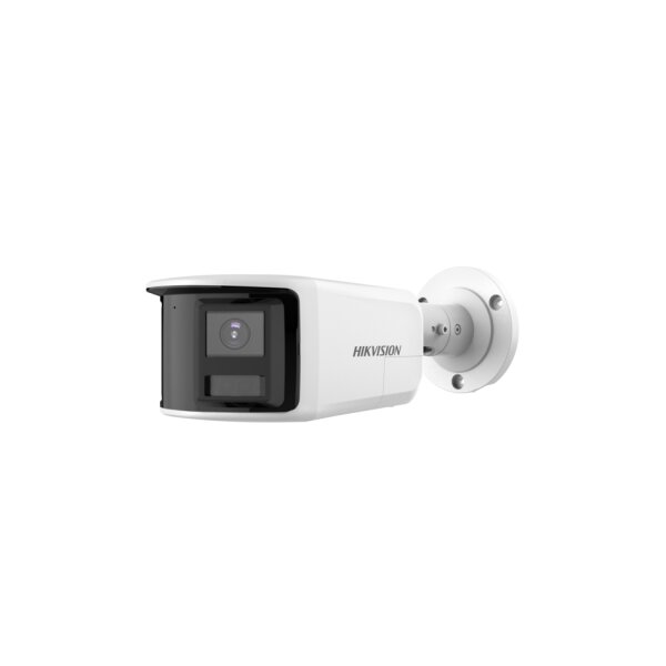 Hikvision DS-2CD2T83G2P-LISU/SL(180°)(O-STD) Netzwerk Panorama Bullet Kamera, 8MP, 180° Sichtfeld, Mic, IR, Weißlicht, IP67, weiß