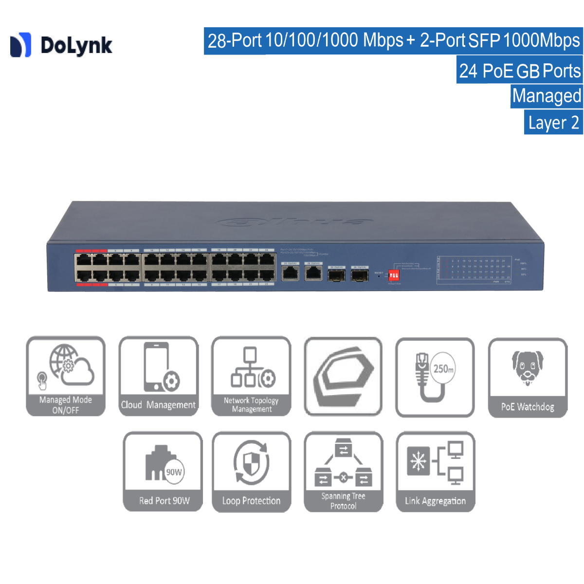 Dahua - CS4228-24GT-375-V2 - Switch - 24 PoE-GB