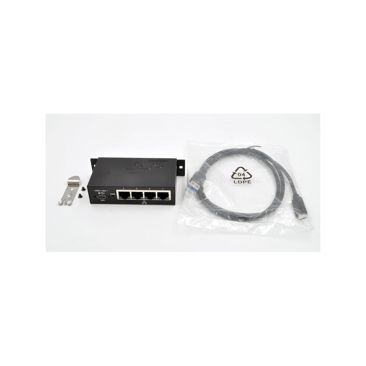 EXSYS EX-1330M USB 3.0/3.1 Gen1 zu 4 x Ethernet 1Gigabit...