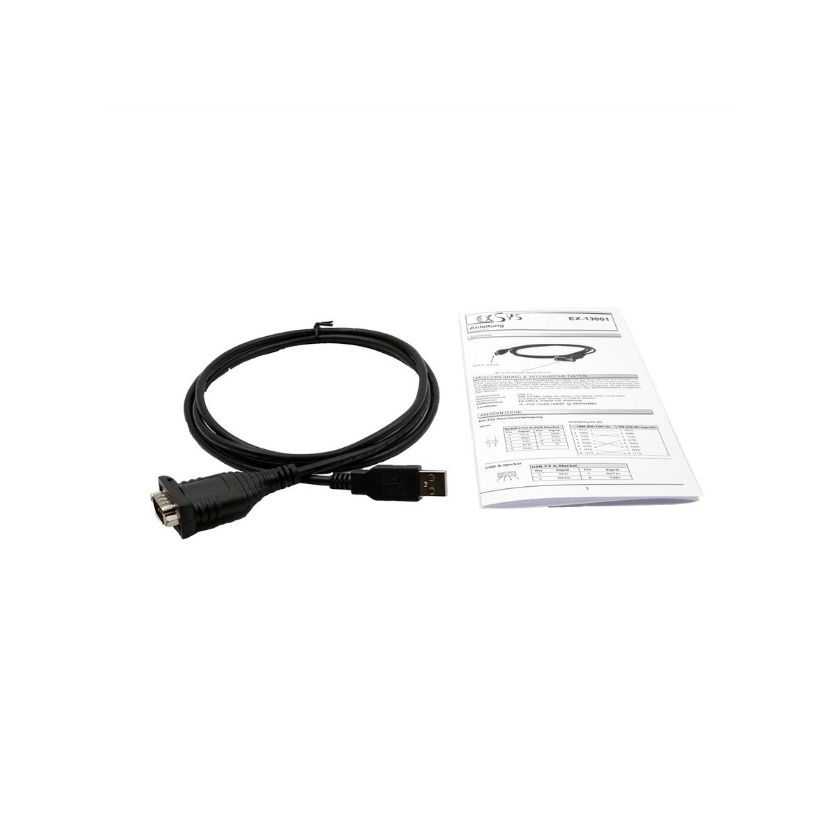EXSYS EX-13001 USB 2.0 zu 1 x Seriell RS-232 Kabel mit 9...