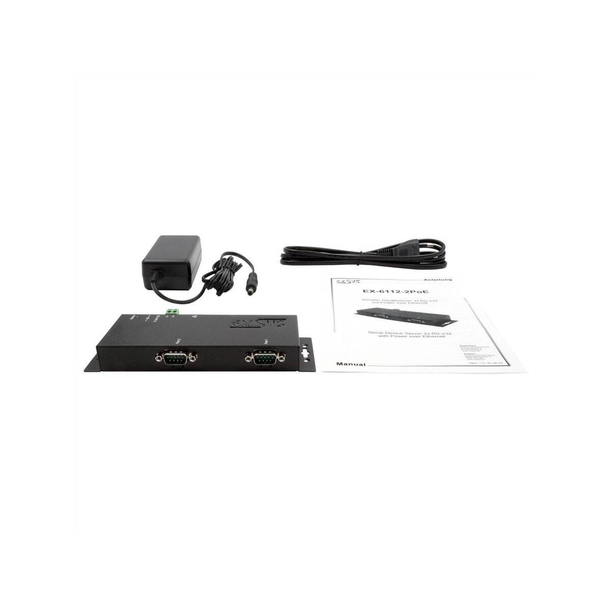 EXSYS EX-6112-2PoE Ethernet zu Seriell 2 x RS-232 mit 9...