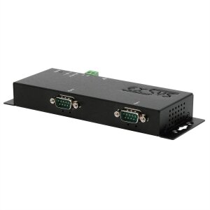 EXSYS EX-6122-2PoE Ethernet zu Seriell 2 x RS-232/422/485 mit 9 Pin Stecker inkl. Virtual Com Software PoE