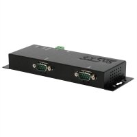 EXSYS EX-6122-2PoE Ethernet zu Seriell 2 x RS-232/422/485 mit 9 Pin Stecker inkl. Virtual Com Software PoE