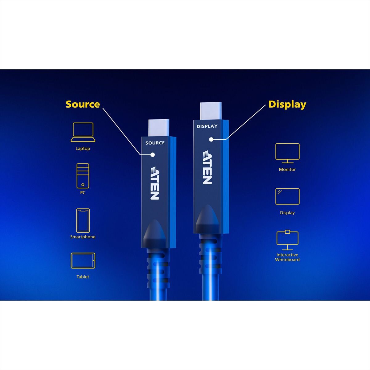 ATEN UE3410F aktives optisches Ultra HD-Kabel mit USB-C, sch