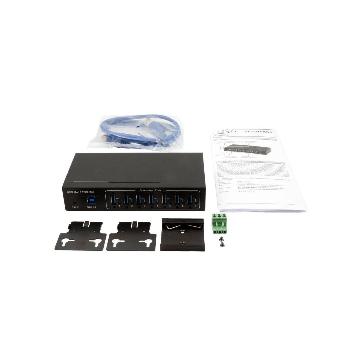 EXSYS EX-11227HMVS 7 Port USB 3.2 Gen 1 Metall HUB VIA VL811