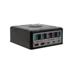 EXSYS EX-1107 Multiport High Power Charger mit QI 15W und USB-C PD mit max. 260W