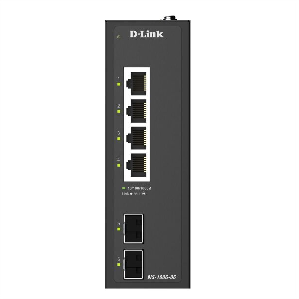 D-Link DIS-100G-06 6-Port Gigabit Switch Industrial Unmanaged, 4x Rj45, 2x SFP