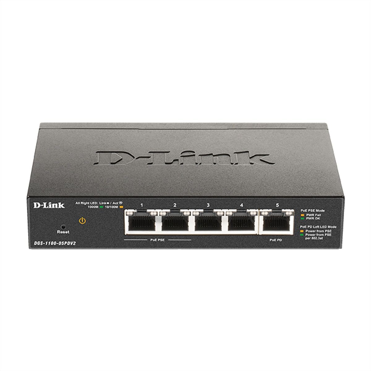D-Link DGS-1100-05PDV2 5-Port Smart Gigabit Switch PoE-power