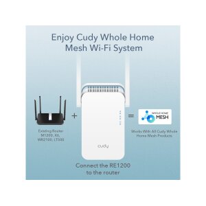 CUDY RE1200 AC1200 Wi-Fi Mesh Repeater