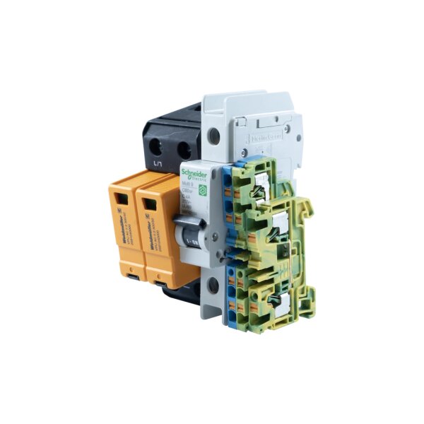 AXIS ELECTRICAL SAFETY KIT B 230 V AC Elektrisches Sicherheits-Set, Überspannungsschutz, LS-Sicherung, Klemmblock