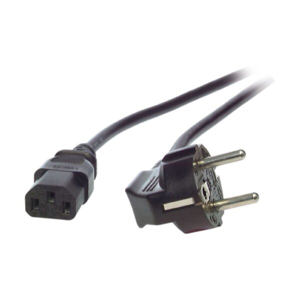 jetrics cable Netzkabel 2m Netzkabel, Schutzkontaktstecker 90°, 3x 0,75 mm², 10A/250V, 2m, schwarz
