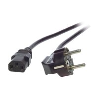 jetrics cable Netzkabel 2m Netzkabel, Schutzkontaktstecker 90°, 3x 0,75 mm², 10A/250V, 2m, schwarz
