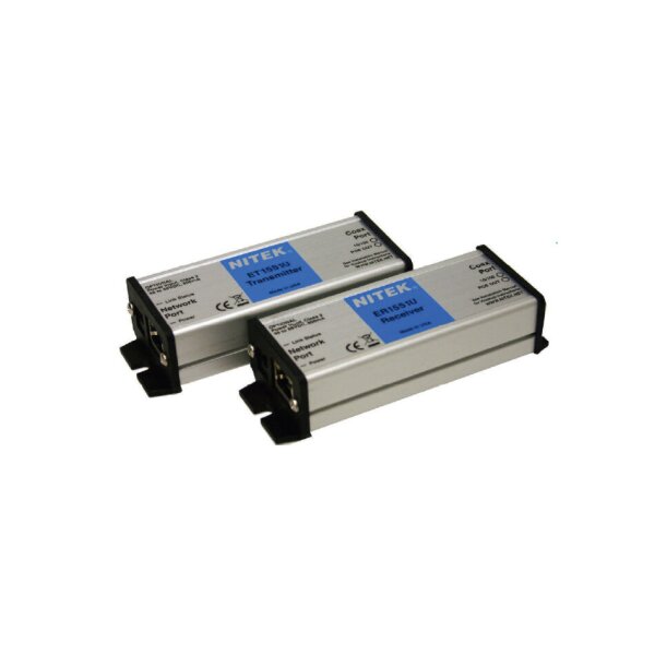 Nitek EL1551U-P Ethernet Extender, bis zu 300m über Zweidraht, 1x 100BaseT- Port, TX/RX-Set, inkl. PS48