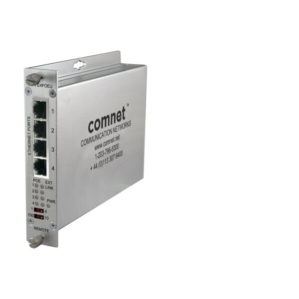 ComNet CLRFE4POEU Ethernet über UTP, Empfänger, 4 Kanal, 10/100 MBit, PoE 30W, -40+75°C, ComFit, Remote