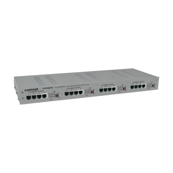 ComNet CLLFE16POEU "Ethernet über UTP, Empfänger, 16 Kanal, 10/100 MBit, PoE 30W 19"" 1HE , Lokal"
