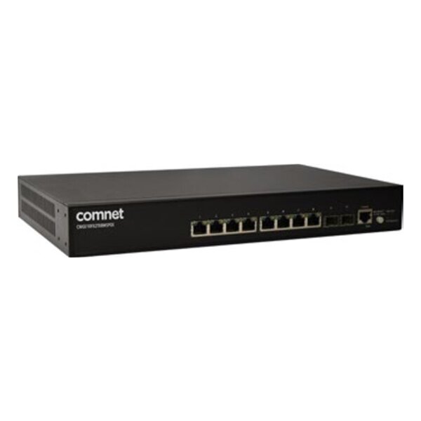 ComNet CWGE10FX2TX8MSPOE "Managed Gigabit Switch, 8xRJ45, 2xSFP, 19"", 1RU, 30W PoE+, 230VAC"