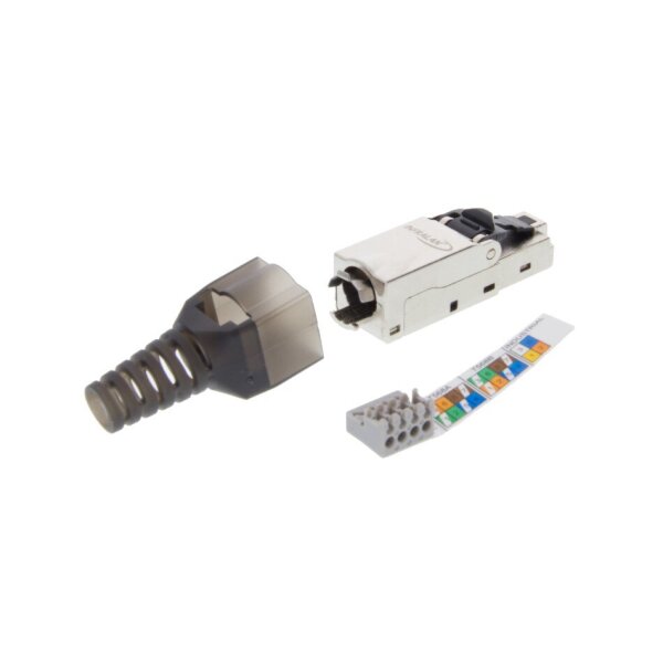 jetrics network RJ45S-Cat6-FC RJ45 Stecker STP, Cat.6, AWG22-27, feldkonfektionierbar, schwarz