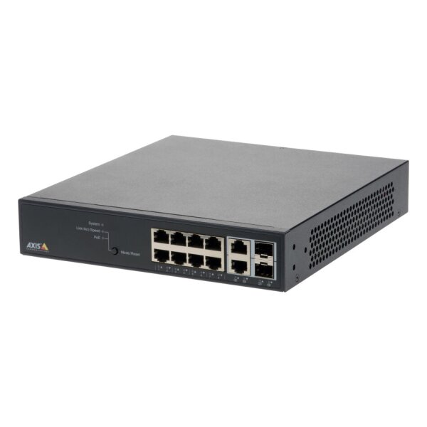 AXIS T8508 POE+ NETWORK SWITCH Gigabit Switch, managed, 8 PoE+ Ports, 2x SFP/RJ45 Uplinks, 130W PoE, 1HE