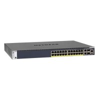 Netgear GSM4328PB-100NES Gigabit Switch, managed, stackable, 24x RJ45, 2xRJ45 10GbE, 2x 10G SFP+, PoE+ 720W