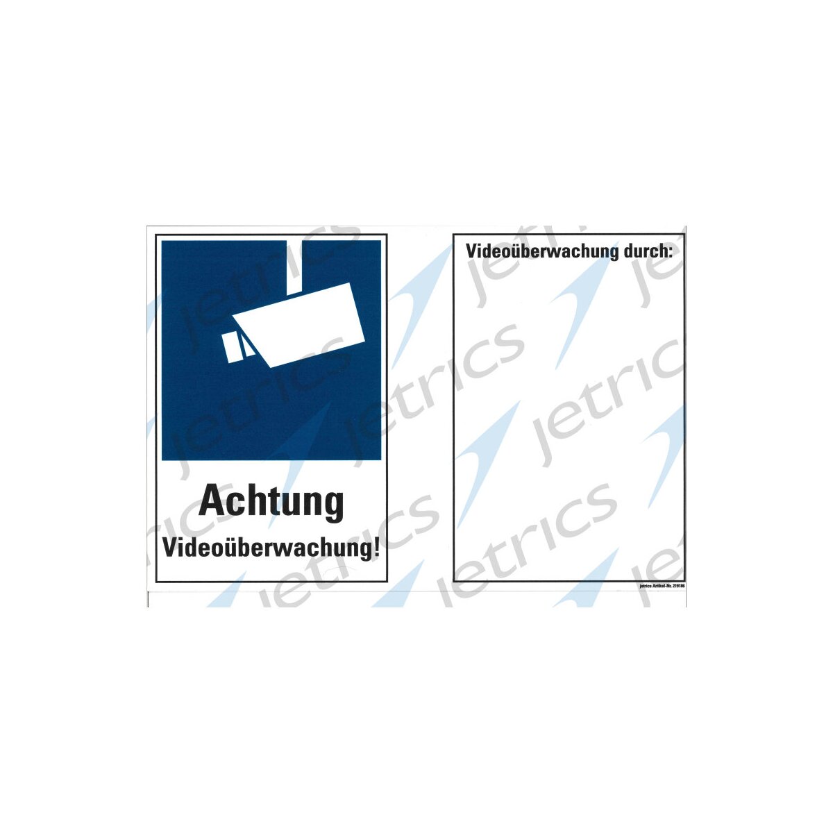 jetrics sign VÜ-2030KF/10 "Aufkleber, ""