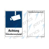jetrics sign VÜ-2030K/1 "Schild, Kunststoff, ""Achtung Videoüberwachung!"", gemäß EU-DSGVO, ca. A4"
