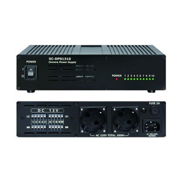 SeeEyes SC-DPS1310P2 Netzgerät, für 10 Kameras, je 12VDC, 2 Rekorder/Monitore, je 230VAC
