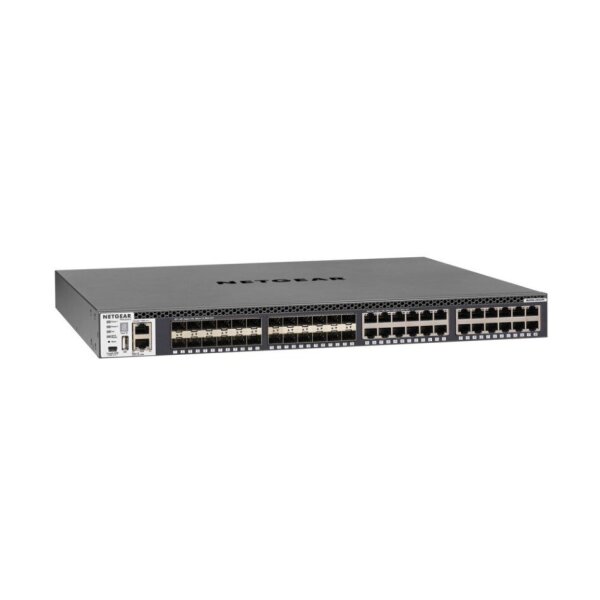Netgear M4300-24X24F Gigabit Switch, 24x RJ45 PoE+, 24x RJ45 10G, 24x SFP+ 10G, managed, 250W PSU