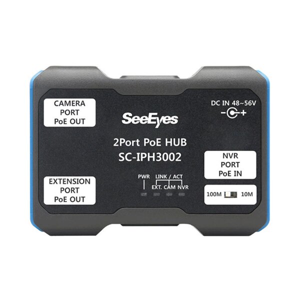 SeeEyes SC-IPH3002 Ethernet, PoE Extender, 1x IN, 2x OUT, Daisy-Chain für Kameras, 10/100Mbps, 250m max.
