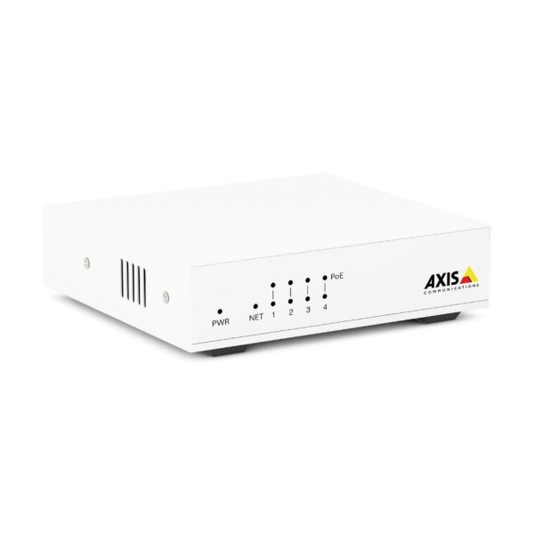 AXIS D8004 UNMANAGED POE SWITCH Fast Ethernet Switch, Layer2, 4 Ports mit PoE+, 1 Uplink, 60W PoE Budget