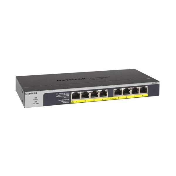 Netgear GS108LP-100EUS Gigabit Switch, 8 Ports, unmanaged, PoE, 60W, lüfterlos
