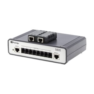 2N NVT Phybridge PL-08 switch with 2 adaptors - EU po PoLRE LPC Switch, 8 Port, 10 Mbit/s., 2x 10/100 Base Uplink, 2x Phylink Adapter, EU power cord