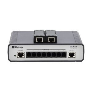 2N NVT Phybridge PL-08 switch with 2 adaptors - EU po PoLRE LPC Switch, 8 Port, 10 Mbit/s., 2x 10/100 Base Uplink, 2x Phylink Adapter, EU power cord