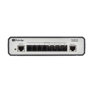 2N NVT Phybridge PL-08 switch with 2 adaptors - EU po PoLRE LPC Switch, 8 Port, 10 Mbit/s., 2x 10/100 Base Uplink, 2x Phylink Adapter, EU power cord