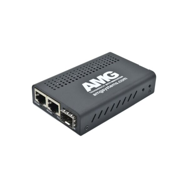 AMG Systems AMG210M-2G-1S Medienkonverter, für 0°C bis 50°, 2 x 10/100/1000BT RJ45, 1 x 100/1000FX SFP, ohne SFP