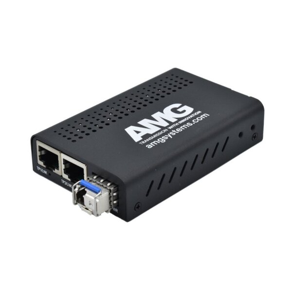 AMG Systems AMG210M-2G-1SS2 Medienkonverter, für 0°C bis 50°, 2 x 10/100/1000BT RJ45, 1 x GFX, SM, 2 Fasern