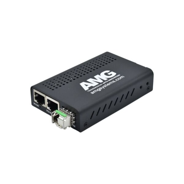 AMG Systems AMG210M-2G-1SS1B Medienkonverter, für 0°C bis 50°, 2 x 10/100/1000BT RJ45, 1 x GFX, SM, 1 Faser, B Typ