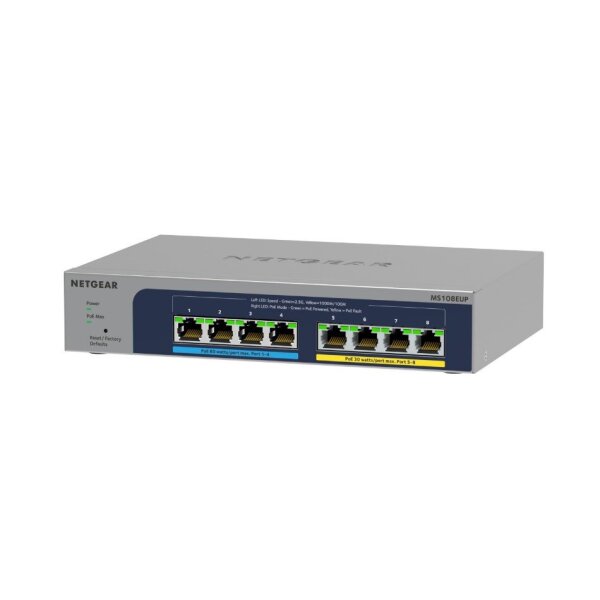 Netgear MS108EUP-100EUS Managed Plus Switch, 8 Port Switch, Ultra60 PoE++, Multi-Gigabit (2.5G)